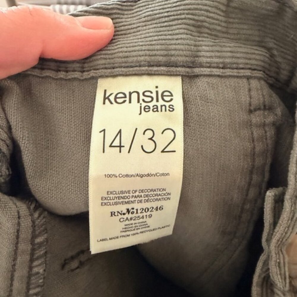 Kensie Button-Front Corduroy Miniskirt — Size 14 - Teal Slate - New with Tags - Picture 8 of 9